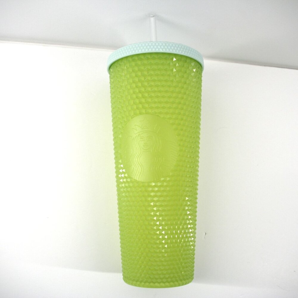 Starbucks Lime Green Studded Venti Tumbler 24oz Mint Blue Lid Cold Cup